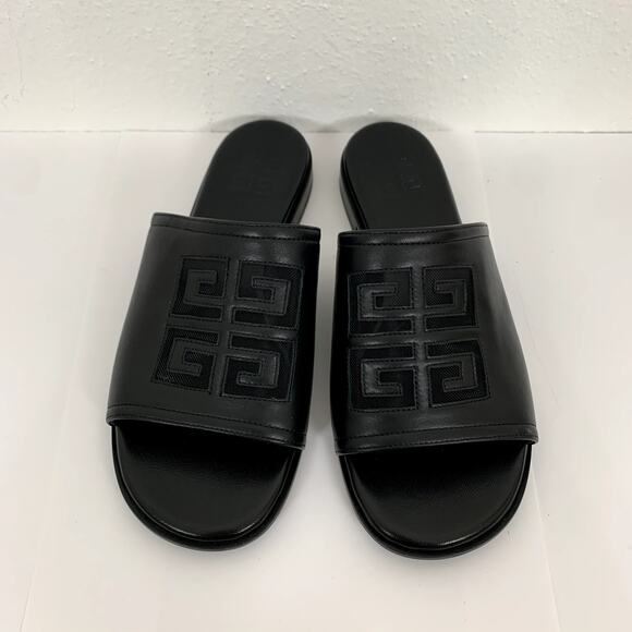 NEW Givenchy 4G Cut-Out Leather Flat Sandals in Black Size US 6 AUTHENTIC - Picture 4 of 12